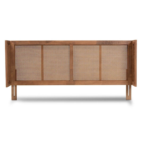 Rina Ash Walnut Finished And Rattan King Size Wrap-Around Headboard